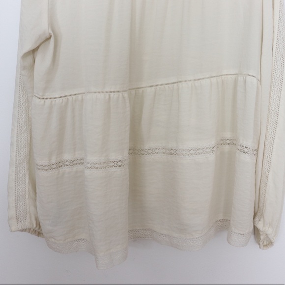 Gap Long Sleeve Peasant Blouse/Top with Lace - Picture 4 of 4